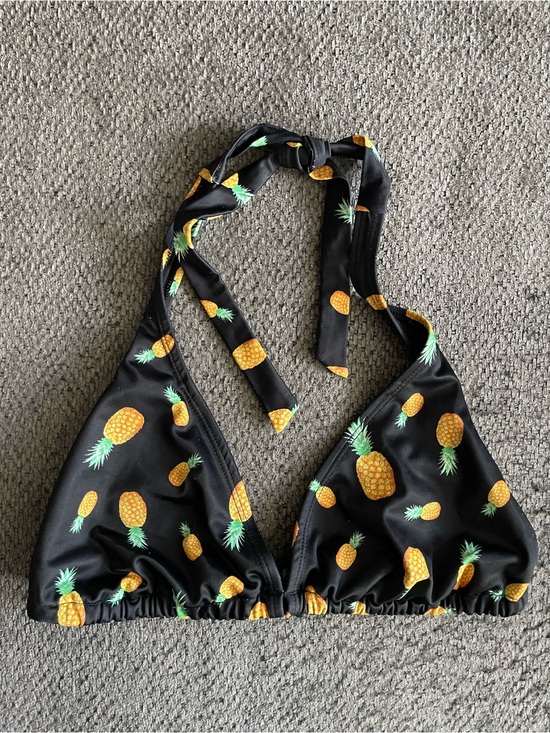 City Streets Other - City Streets Black Triangle Bikini Top with Yellow Pineapple Detail